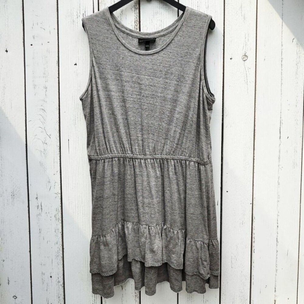 Lane Bryant Tank Midi Dress Womens 22/24 Tiered Ruffle Hem Gray Resortwear Boho